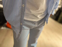 gxmy條紋夾克外套男士休閑套裝春秋季新款潮流寬松衣服男裝搭配三件套 藍(lán)條襯衫+長(zhǎng)白T+牛仔褲淺藍(lán)(3件 XL 曬單實(shí)拍圖