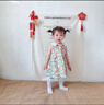 Auro Mesa女童連衣裙新款夏季娃娃領(lǐng)草莓印花裙子純棉無(wú)袖背心裙洋氣公主裙 綠色 100 曬單實(shí)拍圖