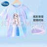 迪士尼愛(ài)莎公主女童短袖t恤兒童速干衣夏季漸變色JXAF4083D 紫色  150 曬單實(shí)拍圖