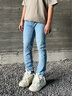 TOMMY JEANS25新款春夏男裝休閑通勤美式復古淺藍色水洗修身牛仔褲20985 牛仔藍1AB 32 曬單實拍圖