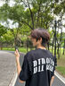 BIPOLAR斷開字繡花短袖T恤重磅純棉圓領(lǐng)上衣休閑百搭基礎(chǔ)款夏季百搭ins潮 黑色 M 曬單實(shí)拍圖