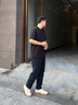 羅蒙純棉t恤男短袖240G重磅精梳棉半袖黑色純色全棉夏季寬松大碼體恤 黑色 L （115-135斤） 曬單實(shí)拍圖