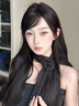 啄木鳥（TUCANO）韓系玫瑰花黑色波點(diǎn)長條絲巾女2025新款感系脖飄帶圍巾女發(fā)帶時(shí)尚 黑色波點(diǎn) 【可拆卸玫瑰花】 曬單實(shí)拍圖