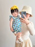 班喜迪嬰兒衣服夏季薄款嬰幼兒寶寶連體衣百天公主吊帶哈衣夏裝外出爬服 藍(lán)色 73cm 曬單實(shí)拍圖