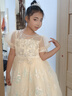 久愛(ài)久兒童禮服女童連衣裙蓬蓬公主裙主持人高端鋼琴走秀演出服生日禮物 香檳色短袖（品牌會(huì)員送發(fā)箍） 150 曬單實(shí)拍圖