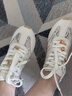 蹀愫【蝴蝶仙子】女鞋透氣網(wǎng)面厚底增高蕾絲德訓鞋運動(dòng)休閑小白鞋 白色織物/白色牛皮革 34 220mm 曬單實(shí)拍圖