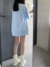 名創(chuàng  )優(yōu)品（MINISO）夏季男士短袖t恤重磅純棉易打理半袖藍色楓葉冰絲防曬運動(dòng)體恤男 【100%純棉】冰川藍(藍楓胸標) L /175(30天質(zhì)量問(wèn)題全額退) 曬單實(shí)拍圖