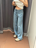 UR2025夏季新款女裝復(fù)古百搭休閑闊腿牛仔長褲UWM850091 淺藍 25 曬單實拍圖