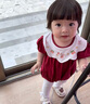 G.DUCKKIDS小黃鴨嬰兒包屁衣春秋長袖新生兒連體衣女寶寶公主滿月周歲哈衣 酒紅色夏款 加襪子 66cm 尺碼建議0-3個(gè)月8-12斤 曬單實(shí)拍圖