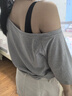 凡毅彩灰色潮流T恤2025年新款夏季短袖女寬松顯瘦遮肚子一字肩斜肩上衣 斜肩寬松T恤【灰色】 L 【建議95-110斤】 曬單實(shí)拍圖