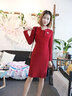 芭妃婭職業(yè)連衣裙時(shí)尚氣質(zhì)修身高端美容師珠寶店酒店前臺(tái)工作服連衣裙禮儀服裝 暗紅色連衣裙 S 曬單實(shí)拍圖