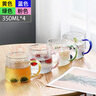 唯銘諾（WEIMINGNUO）錘紋玻璃杯家用泡茶杯耐熱加厚喝水杯帶把啤酒杯子套裝 四色350ML 曬單實拍圖
