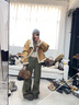 拉夏貝爾美式窄版直筒工裝褲女2025秋新款傘兵運動(dòng)褲 軍綠色【小個(gè)子】 M 曬單實(shí)拍圖