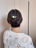 案妝七夕新中式u型珠珠三齒發(fā)簪女國風感盤發(fā)簪子插梳丸子頭發(fā)卡發(fā)釵 綠＋米-三齒發(fā)插（頭上款） 曬單實拍圖