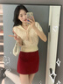 CTOX韓系復(fù)古學(xué)院風(fēng)針織衫波點(diǎn)T恤上衣女夏季新款甜美愛心海軍領(lǐng)短袖 杏色 M 建議95-105斤 曬單實(shí)拍圖