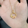 老廟黃金吊墜足金荊棘花環(huán)玫瑰項鏈花型套鏈送女友送老婆生日禮物 環(huán)形玫瑰吊墜約1.4g+項鏈+禮盒 曬單實(shí)拍圖
