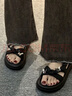 超好看仙女風(fēng)厚底涼鞋女2025年新款夏季蝴蝶百搭洋氣配裙子羅馬鞋 H211黑色 39 曬單實(shí)拍圖
