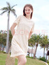 百圖betu女裝2025夏季新款連衣裙鏤空精美蕾絲流蘇裝飾裙子女2504T90 杏色 L 曬單實(shí)拍圖