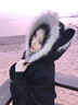 鹿王戀雪貓耳朵加絨連帽羽絨棉服女冬季2025年新款保暖加厚座山雕棉襖外套 黑色  XL 曬單實(shí)拍圖
