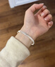 LISM銀手鐲貓眼手鐲足銀拉絲銀手鐲女鐲子送老婆女友生日禮物七夕禮物 貓眼手鐲56圈口約20g 曬單實(shí)拍圖