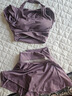 雙魚兔瑜伽服套裝速干跑步套裝女晨跑褲裙假兩件跳舞服裝夏季運(yùn)動(dòng)套裝女 【兩件套】漿果紫短袖+漿果紫短 L 【體重105斤-114斤】 曬單實(shí)拍圖