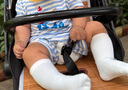 藤之木工房嬰兒連體衣2024夏季新款純棉寶寶爬服男女兒童條紋休閑哈衣 藍(lán)色 90cm 曬單實(shí)拍圖