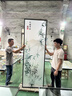 高端山水畫新中式藝術(shù)玻璃客廳屏風(fēng)隔斷入戶門玄關(guān)衛(wèi)生間遮擋透光 款1/一平方（邊框另外計(jì)算） 曬單實(shí)拍圖