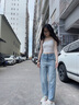 衣品天成彎刀闊腿牛仔褲女2025秋季復古高腰寬松遮肉顯瘦九分褲子女 曬單實(shí)拍圖