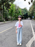 OVE兒童夏天褲子2025夏季薄款女童長褲寶寶寬松直筒褲女孩天絲牛仔褲 15040淺藍(lán)格【天絲·牛仔褲】 150 cm 曬單實(shí)拍圖
