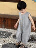 G.DUCKKIDS兒童套裝夏款男女寶寶2025棉麻連身褲韓版棉麻細條無袖開扣連身褲 灰藍細條紋連體褲 90 cm 身高80-90cm年齡2-3歲 曬單實拍圖