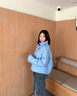 波司登（BOSIDENG）2025新款輕薄羽絨服女短款90絨立領(lǐng)菱格寬松時(shí)尚外套B250135326 風(fēng)鈴淡藍(lán)|5A05 S 160/84A 體重約110-125斤 曬單實(shí)拍圖