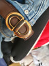 chongsukei小&ck皮帶女士真皮牛皮時(shí)尚2025新款腰帶女裝飾配牛仔褲連衣裙 咖啡色 95cm 曬單實(shí)拍圖