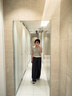 MO&Co.休閑褲2025夏新品接觸瞬間涼感高腰寬松及地直筒MBE2PATT06 深花灰色 L /170 曬單實(shí)拍圖