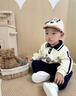 G. DUCKKIDS嬰兒套裝秋季男寶寶1--3歲分體衣幼兒春秋季翻領(lǐng)小熊衛(wèi)衣兩件套潮 米套裝 90 cm 曬單實(shí)拍圖