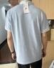才子（TRIES）桑蠶絲滿印Polo衫夏季新款透氣彈力修身男上衣商務休閑翻領T恤 淺藍色 3XL 54(185/100A) 曬單實拍圖