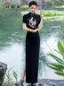 改良旗袍新款2025新款女黑色優(yōu)雅復古舞臺走秀演出服長款日常可穿 黑色 142cm左右 XL 曬單實拍圖