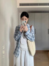 PMOG韓系松弛感格子襯衫女春夏季新款寬松慵懶風(fēng)長(zhǎng)袖襯衣外套休閑上衣 藍(lán)色格子 襯衣 L 建議105-115斤 曬單實(shí)拍圖