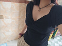 妙奕嘉 黑色v領(lǐng)短袖女t恤夏季衣服新款2025正肩純欲上衣修身顯瘦高級感 黑色棉質(zhì)辣妹V領(lǐng)扭結(jié)短袖 XL 【建議80-115斤以內(nèi)】 曬單實拍圖
