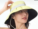 蕉下（beneunder）遮陽帽防曬帽女貝殼漁夫帽黑膠防紫外線太陽帽大帽檐BM507黃 曬單實(shí)拍圖