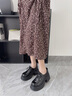 康莉深口單鞋女2025年春季新款時尚粗跟厚底增高樂福鞋系帶小皮鞋 經(jīng)典黑 35 (225mm) 曬單實拍圖