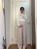 西瓜媽媽孕婦褲子夏季2025薄款無(wú)托腹冰絲抽繩休閑闊腿褲女裝小個(gè)子夏款 夏季款-香芋色 L 120-140斤 曬單實(shí)拍圖