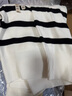無(wú)印良品（MUJI）女式 水洗米蘭諾羅紋針織 開(kāi)領(lǐng)POLO衫毛衣長(zhǎng)袖針織衫 白色條紋 XL(165/92A) 曬單實(shí)拍圖