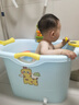 煦凜日本寶寶洗澡桶可坐可折疊0-3歲3-6歲可游泳兒童泡澡桶沐浴桶家用 卡基米【0-3歲-感溫款】送禮包 曬單實(shí)拍圖