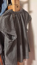 無印良品（MUJI）強(qiáng)捻 法國袖罩衫 短袖上衣女款女裝純棉25年夏季 BC2MMC5S 黑色格紋 M (160/84A) 曬單實(shí)拍圖