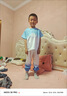 迪士尼寶寶男童夏季套裝青少年新中式漸變速干短袖防蚊褲中大童休閑兩件套 藍(lán)色#1039 150 建議140-150cm【建議身高15 曬單實拍圖