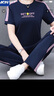 羅蒙純棉運(yùn)動(dòng)服套裝女夏季2025新款跑步中年媽媽洋氣休閑兩件套女裝  寶藍(lán) XL 建議110-125斤 曬單實(shí)拍圖