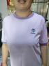 茵曼涼感撞色繡花女裝正肩短袖t恤2025夏季新品打底襯衫上衣 淡紫色 M 曬單實拍圖