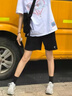 喬丹運(yùn)動(dòng)褲短褲女褲冰絲2025夏季速干寬松透氣休閑褲跑步五分褲子女士 黑曼藍(lán) L 曬單實(shí)拍圖