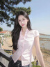 AAISUP美式粉色正肩短袖襯衫女夏季2025新款辣妹設(shè)計(jì)感緊身收腰上衣潮 淺粉色 M 曬單實(shí)拍圖
