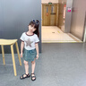 小乖童年（Xiaoguaitongnian）女童牛仔半身裙夏裝套裝2023新款兒童夏季女孩裙子短褲裙子時(shí)髦潮 單件牛仔裙褲 130(建議125cm左右) 曬單實(shí)拍圖